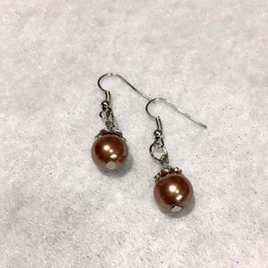 Copper Faux Pearl Earrings